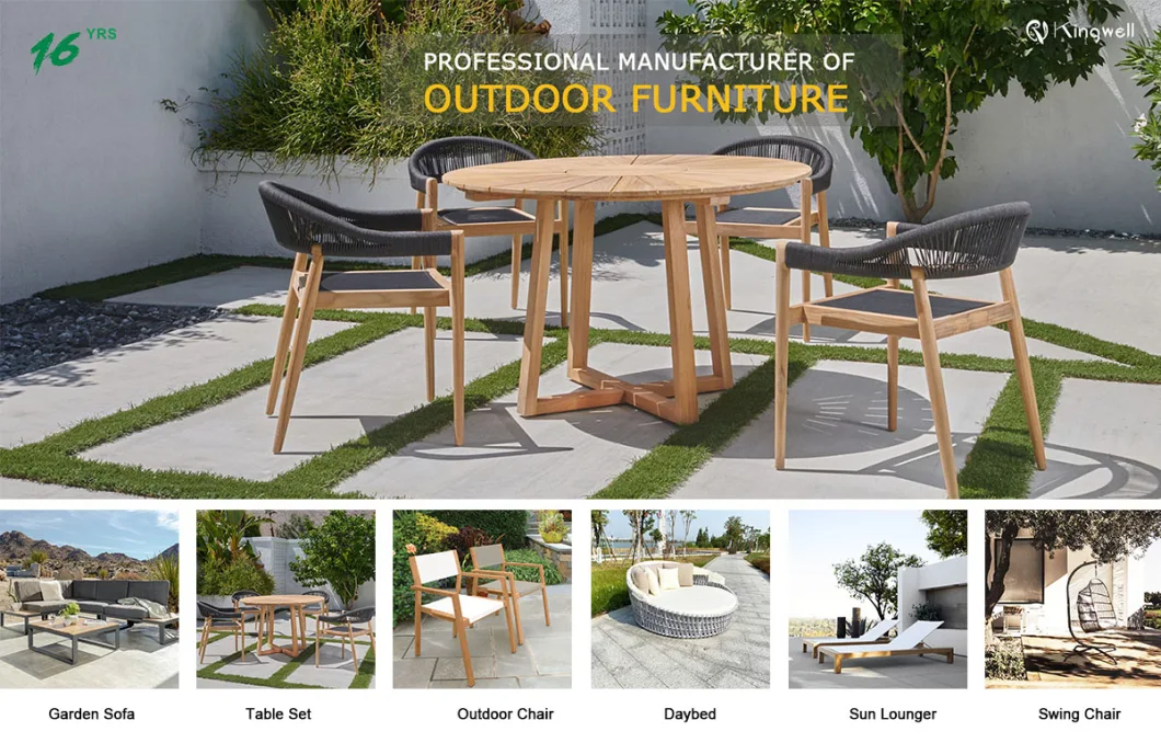 Teak Wood Dining Table Set Outdoor Garden Patio Aluminum Furniture for Dining Room